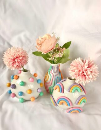 Retro Eclectic Colorful Bud Vase Cute Ceramic Vase