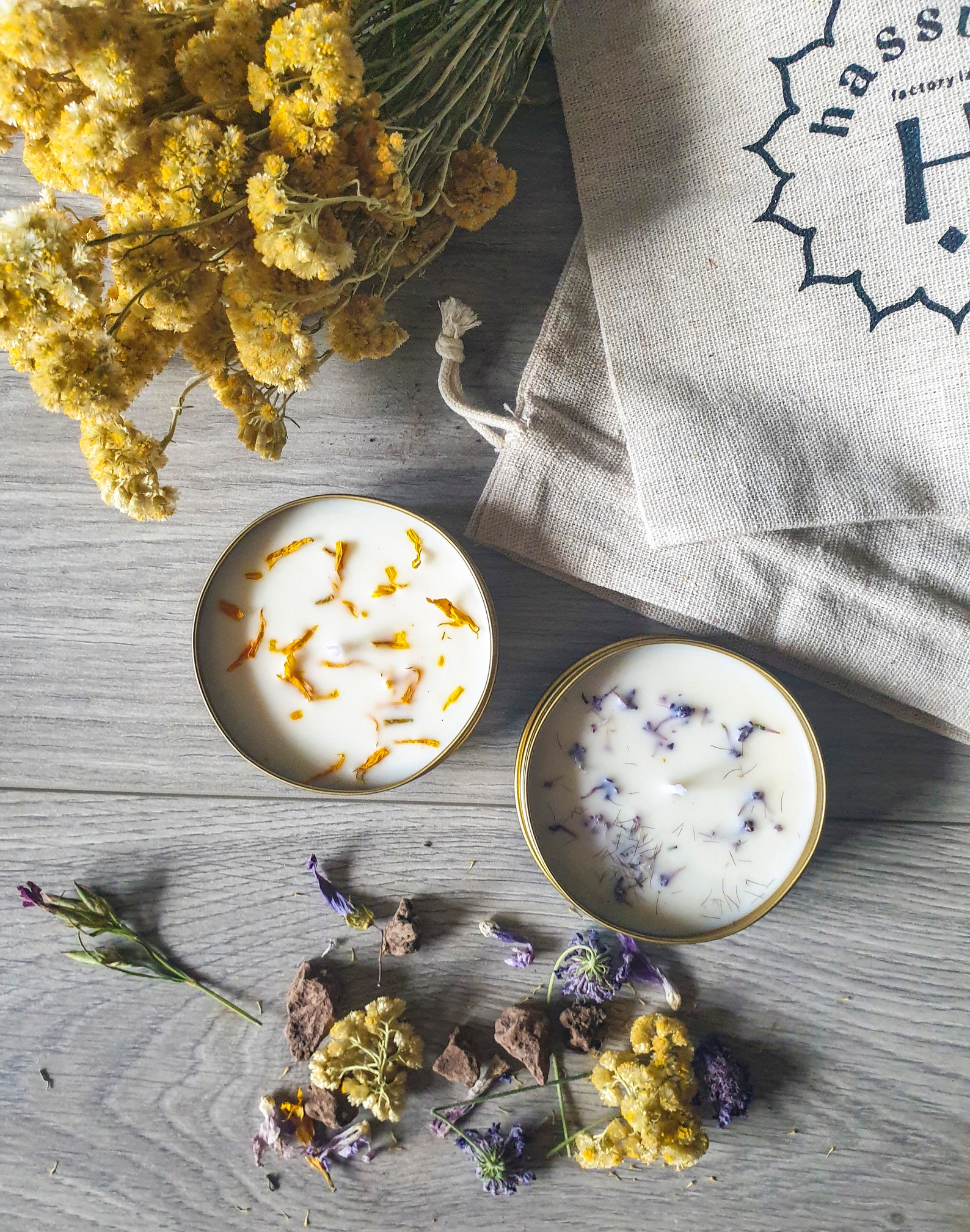 Set of 4 Soy Wax Scented Candles, Candle and Coaster Set