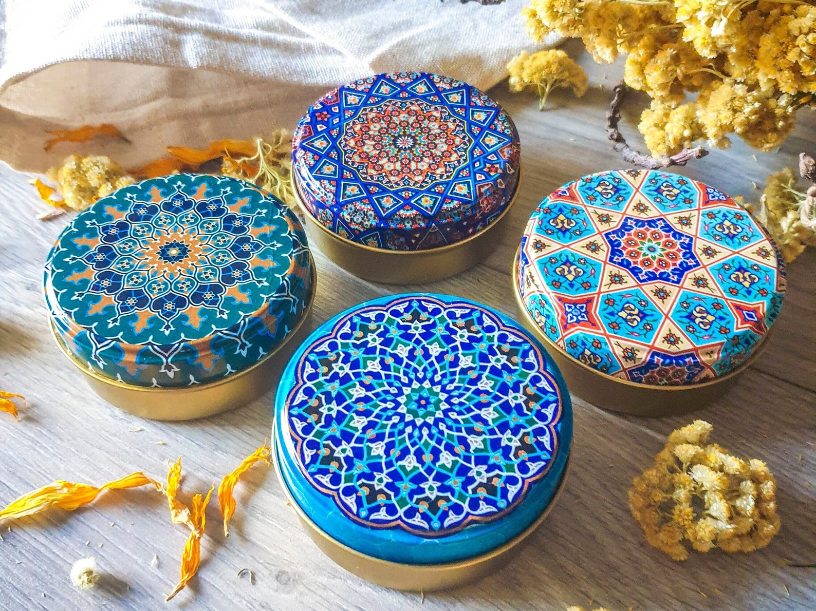 Set of 4 Soy Wax Scented Candles, Candle and Coaster Set - Image 3