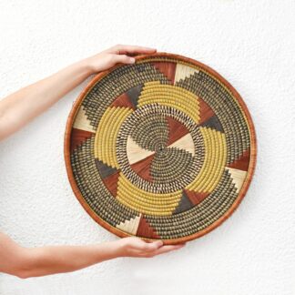 Large Ugandan Decorative Wall Plate, 50Cm Shallow Ethnic Tray