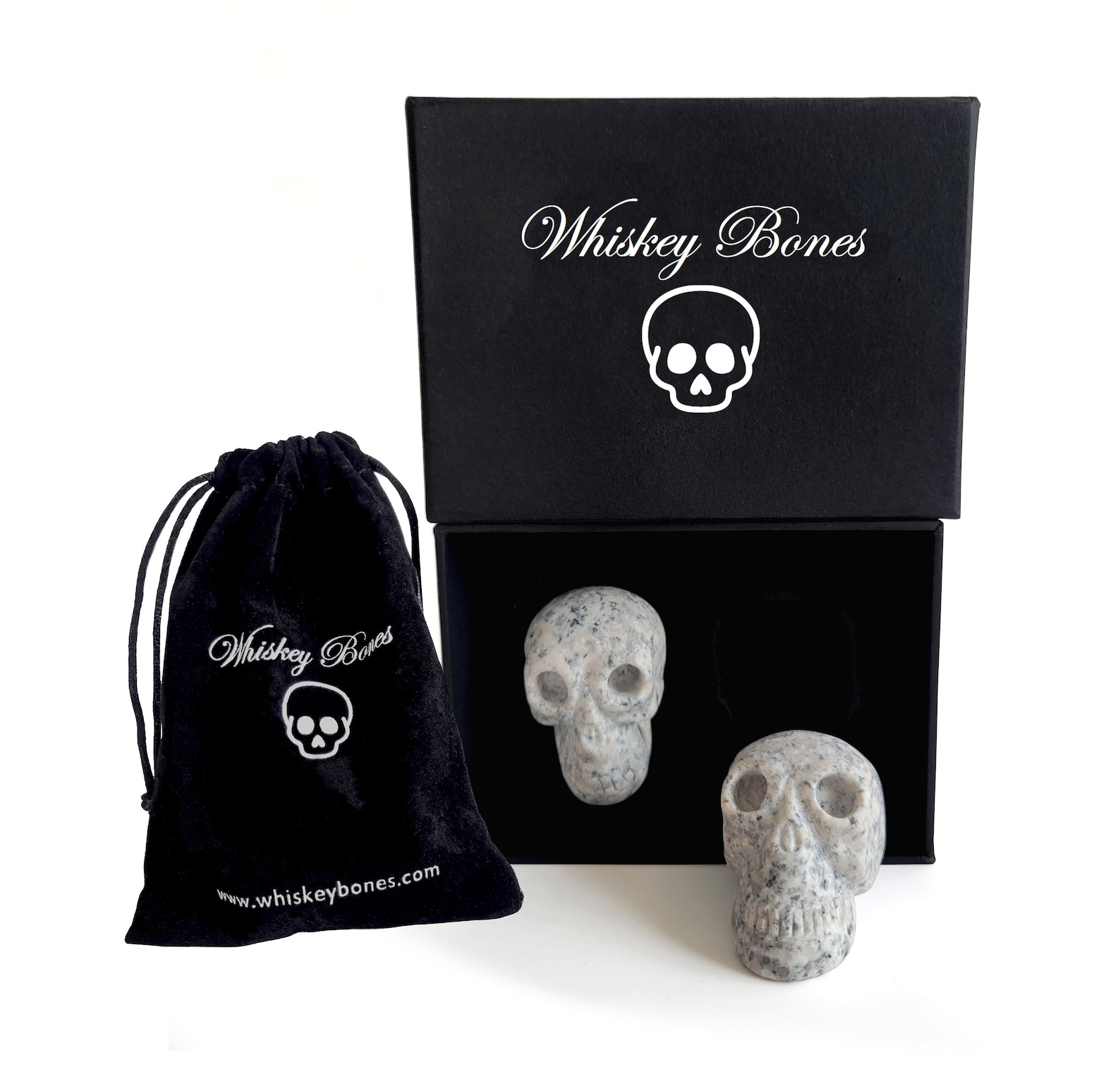 Set of 2 Skull Whiskey Stones, Whiskey Stone Gift Set - Image 2