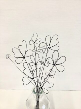 Wire Flowers In Glass Bottle - Handmade Shelf Decor