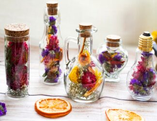 Dried Flower Apothecary Jars, Botanical Glass Vials
