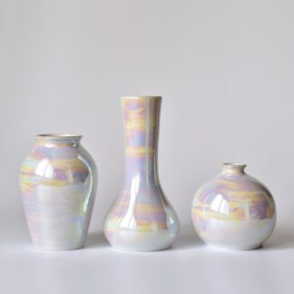 Rainbow vases, Iridescent Ceramic Vase, small vases 3 set