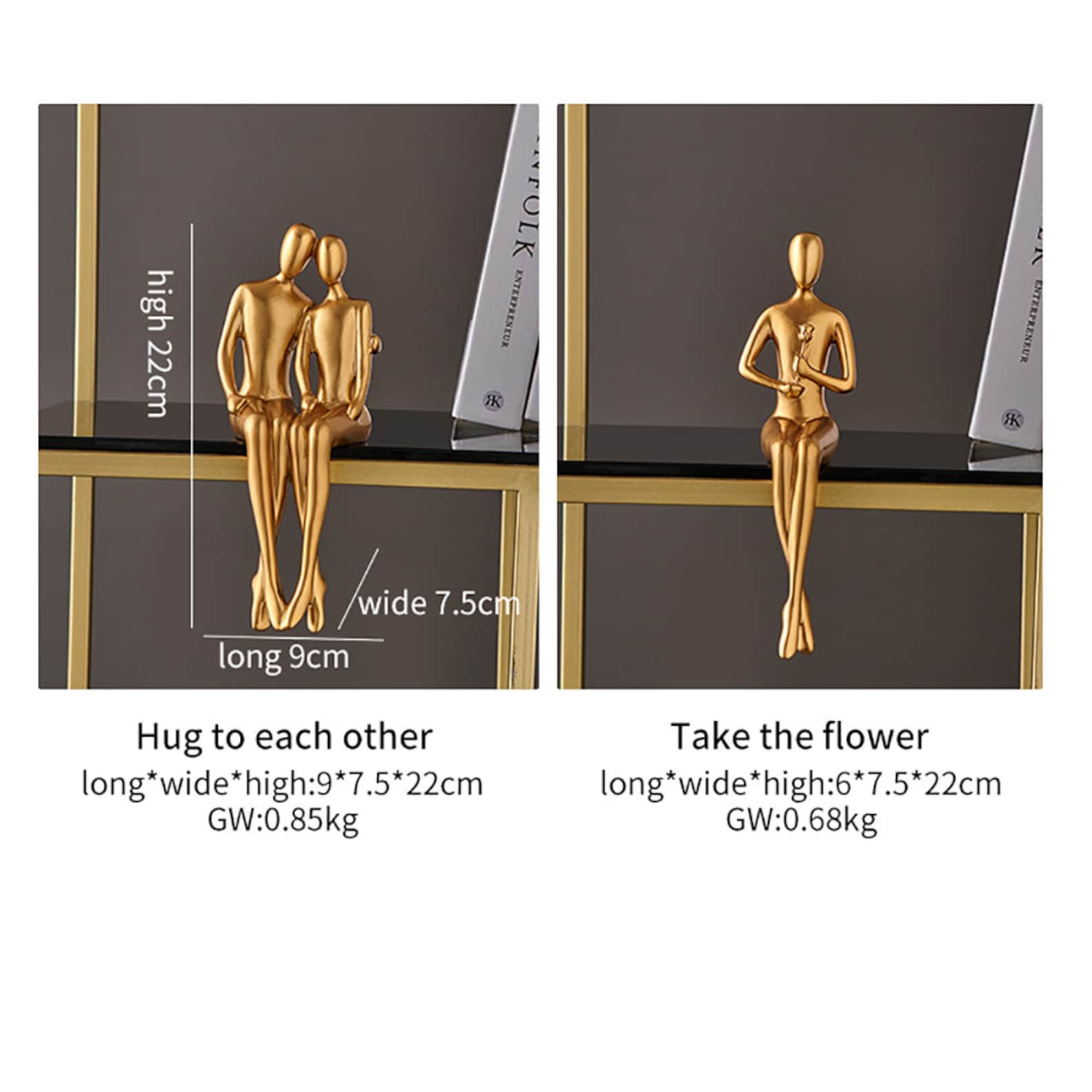 Abstract Golden Sculpture Figurines for Interior Resin Figure Statue - Image 2