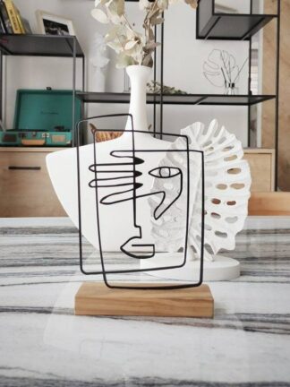 Boho Face Shelf Decor. Wood Based Black Metal Home Decor