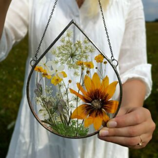 Stained Glass Frame, Suncatcher, Pressed Flower Art, Pressed Flower Frame