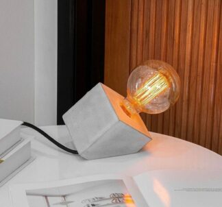 Concrete Table Lamp - Tilted Cement Shape Combine With Dimmer
