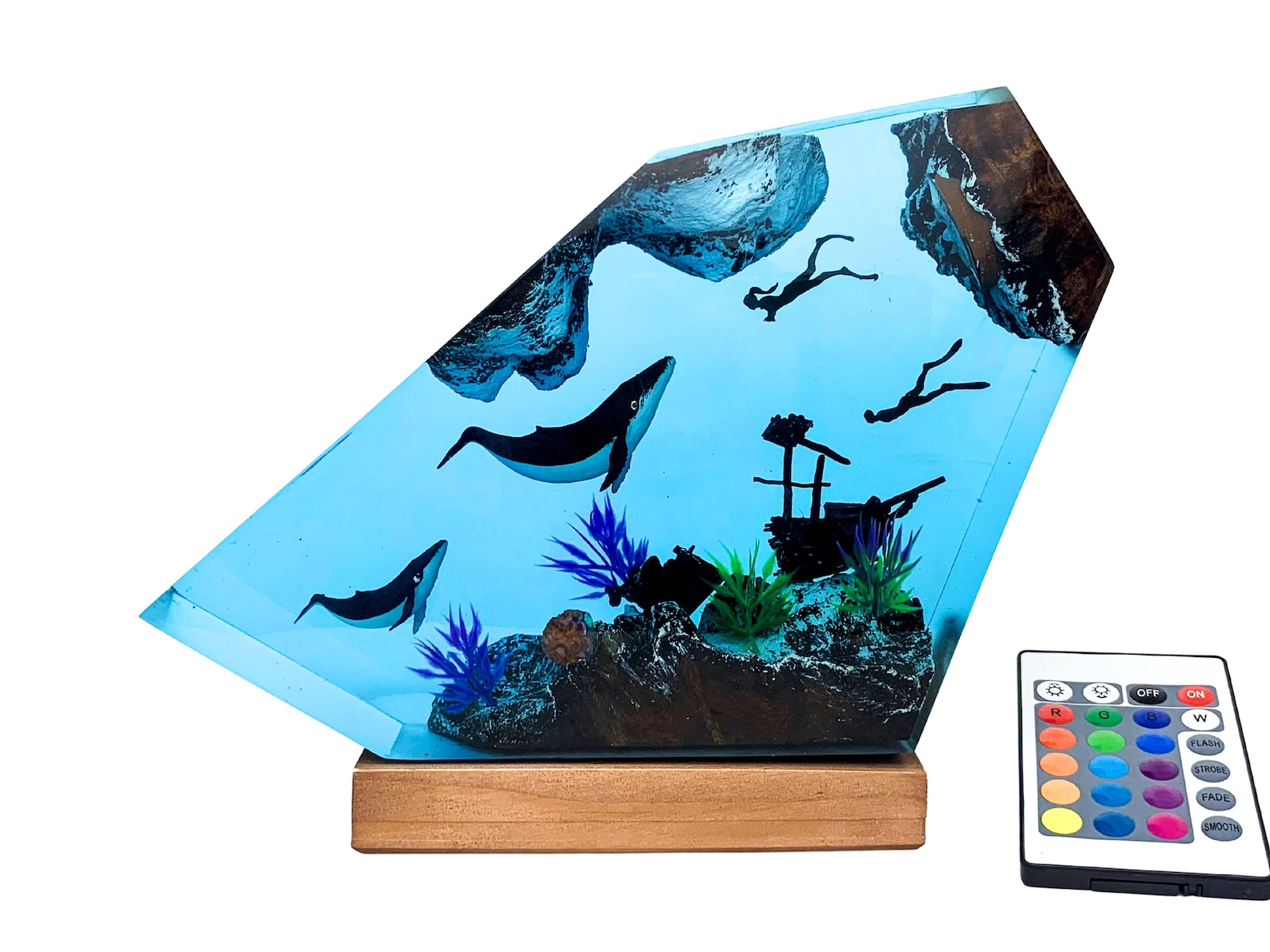 Humpback Whale And Two Diver Resin Night Lights - Image 2