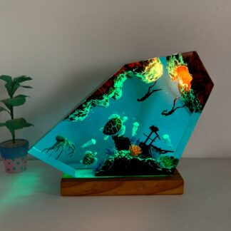 Octopus And Diver Resin Night Lights, Turtles Resin Lamp