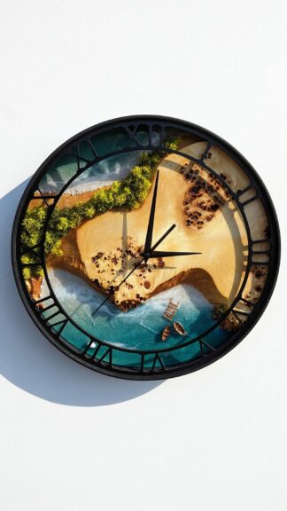 Moss Wood Wall Clock, Metal and Wooden Wall Clock