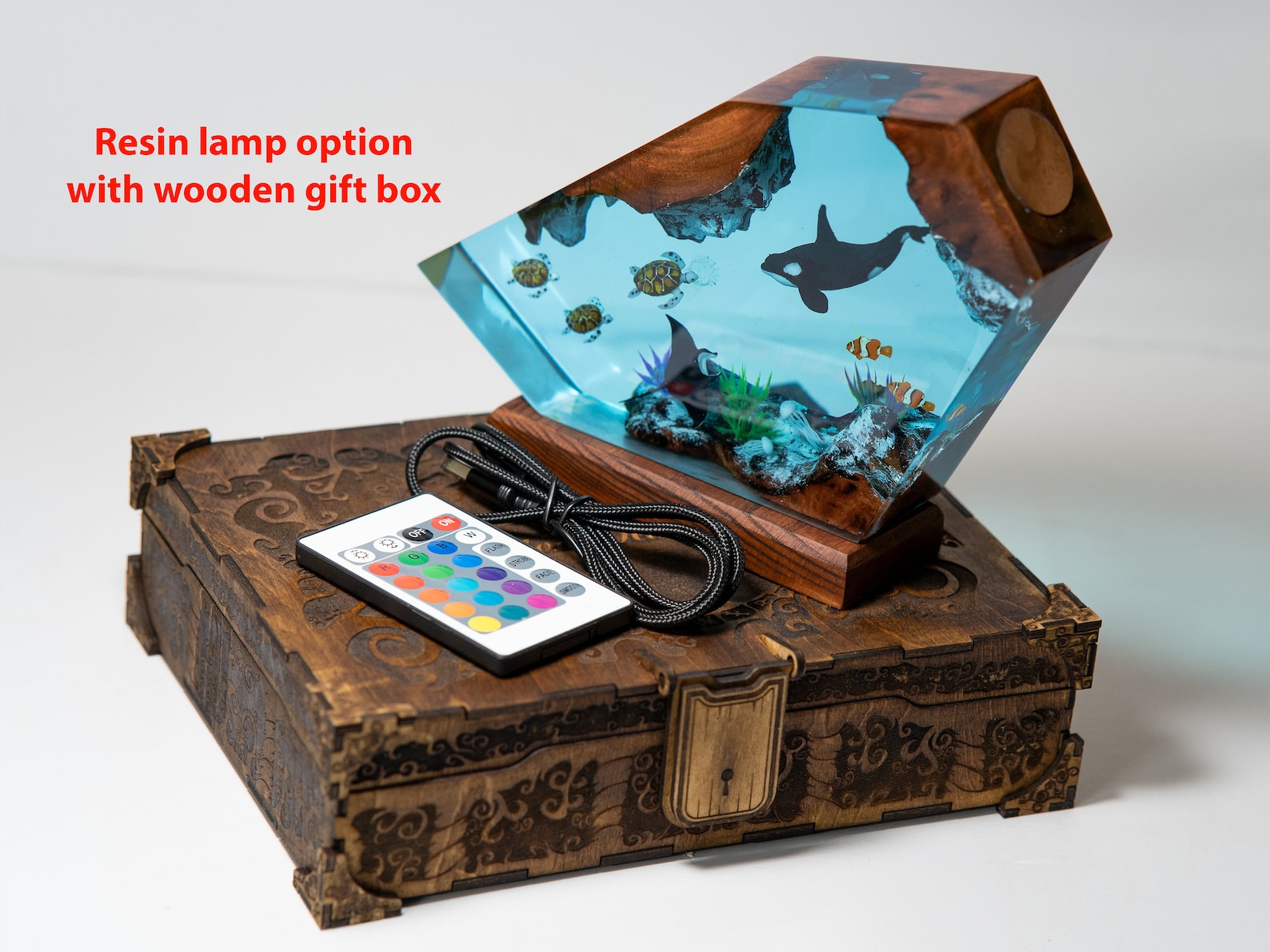 Octopus And Diver Resin Night Lights, Turtles Resin Lamp - Image 5