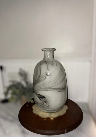 Vintage vase Black and White art glass Vase Maximalist