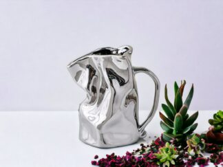 Melted Ceramic Vase, Silver Vase
