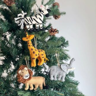 Safari Animal Christmas Ornament Set