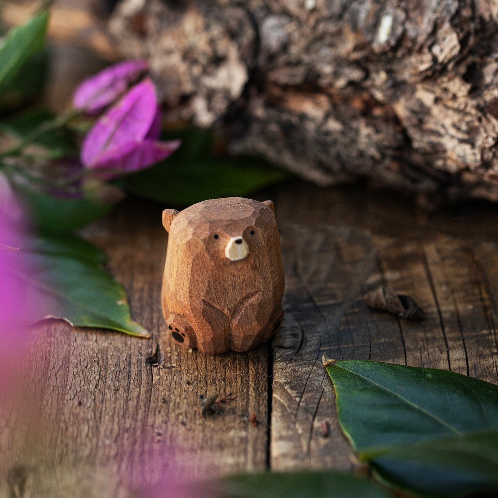 Miniature Wood Bears Hand Carved, Detailed Rustic Home Decor - Image 2