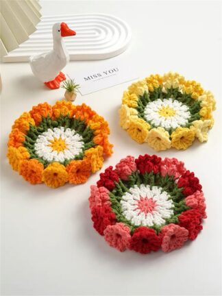 Flower Shaped Crochet, Coaster Knitted Coaster