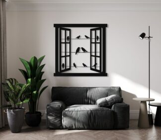 Window and Birds, Metal Wall Art