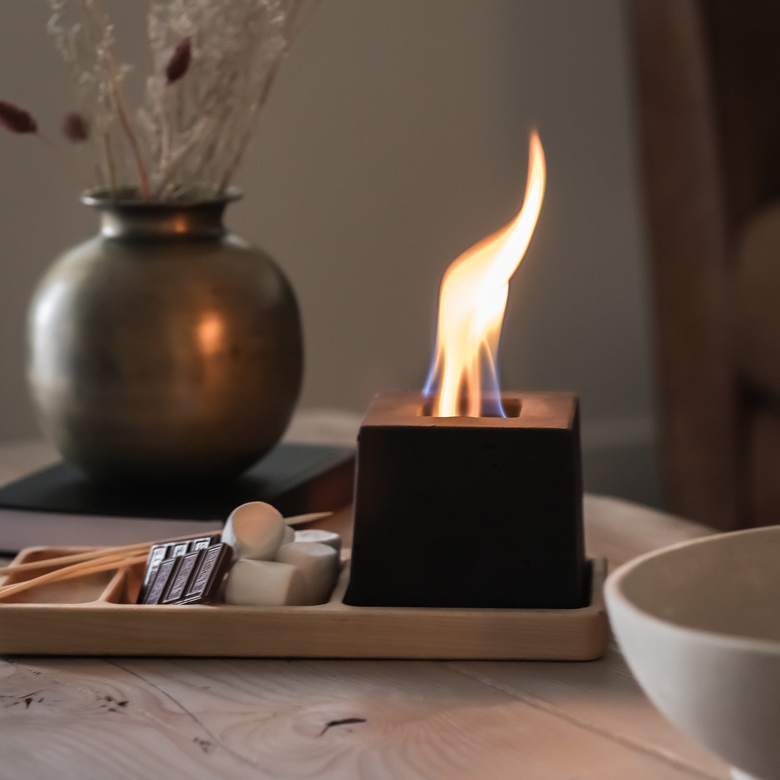 Black Tabletop Indoor Fireplace Portable Outdoor Decoration