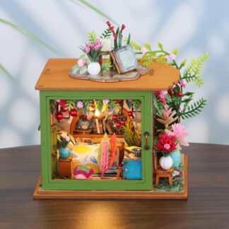 DIY Mini Flower Bedroom Miniature Doll House Kit || 1:24 with light for Adult Gift Decor