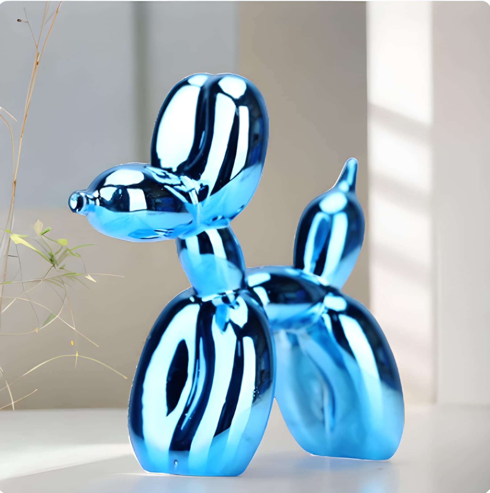 Green Resin Balloon Dog Desk Sculpture, Metallic Desk Décor - Image 3