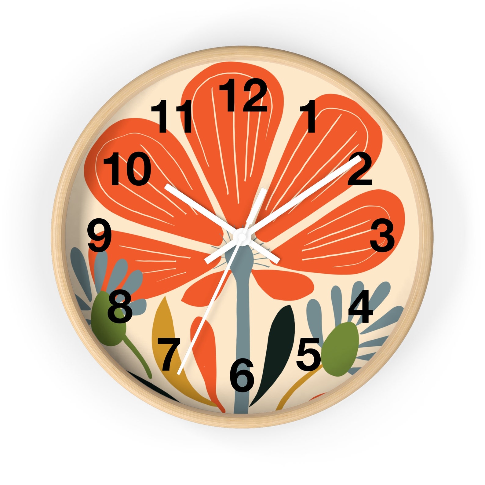 Orange Flower Clock Bold Flower Wall Clock Abstract Art Decor Wall - Image 6