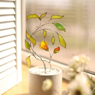 3D Suncatcher Flower Stained Glass Tree Botanical Art