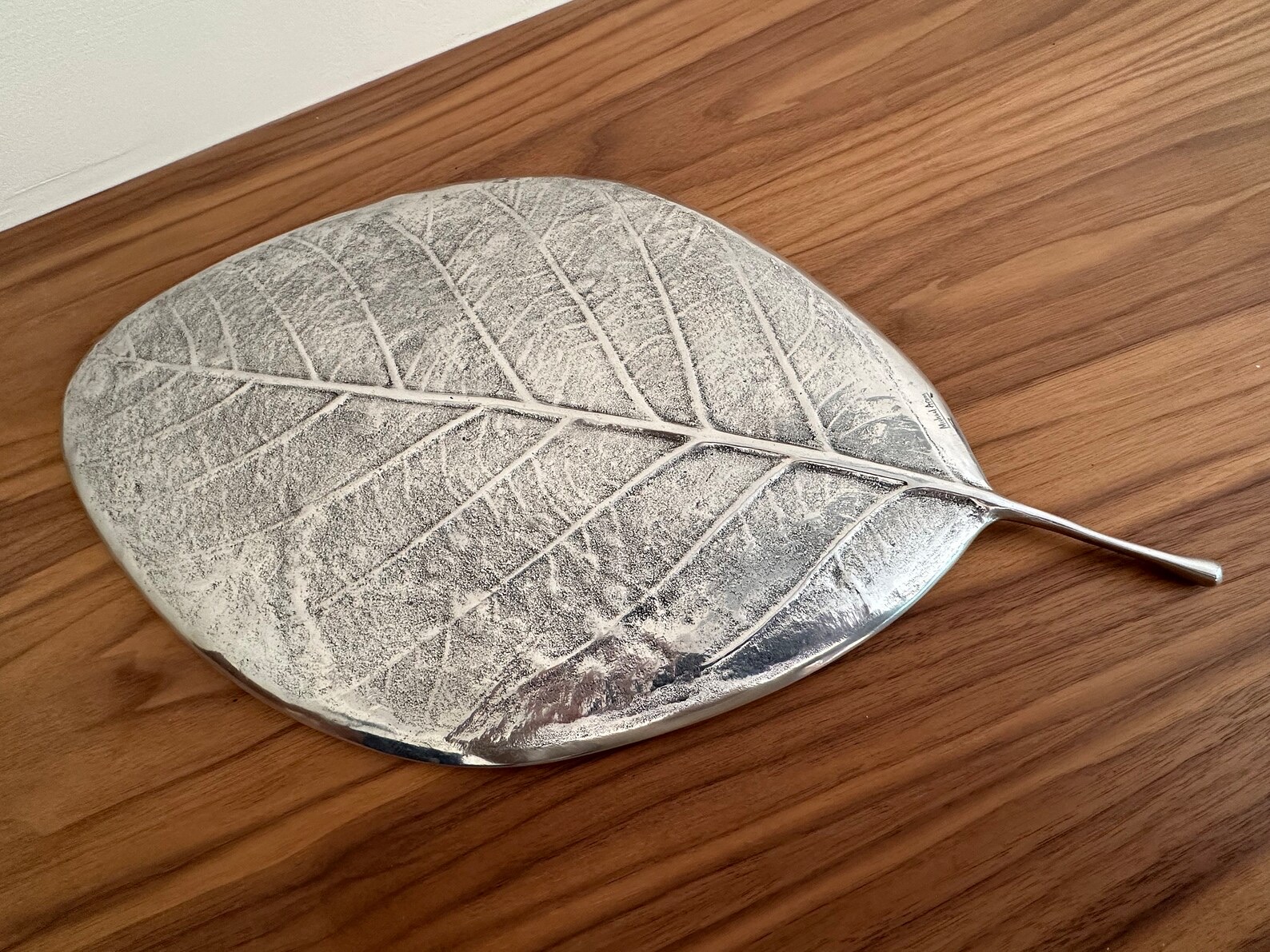 Vintage Michael Aram Sivered Metal Botanical Large leaf Tray 15" x 10" - Image 5