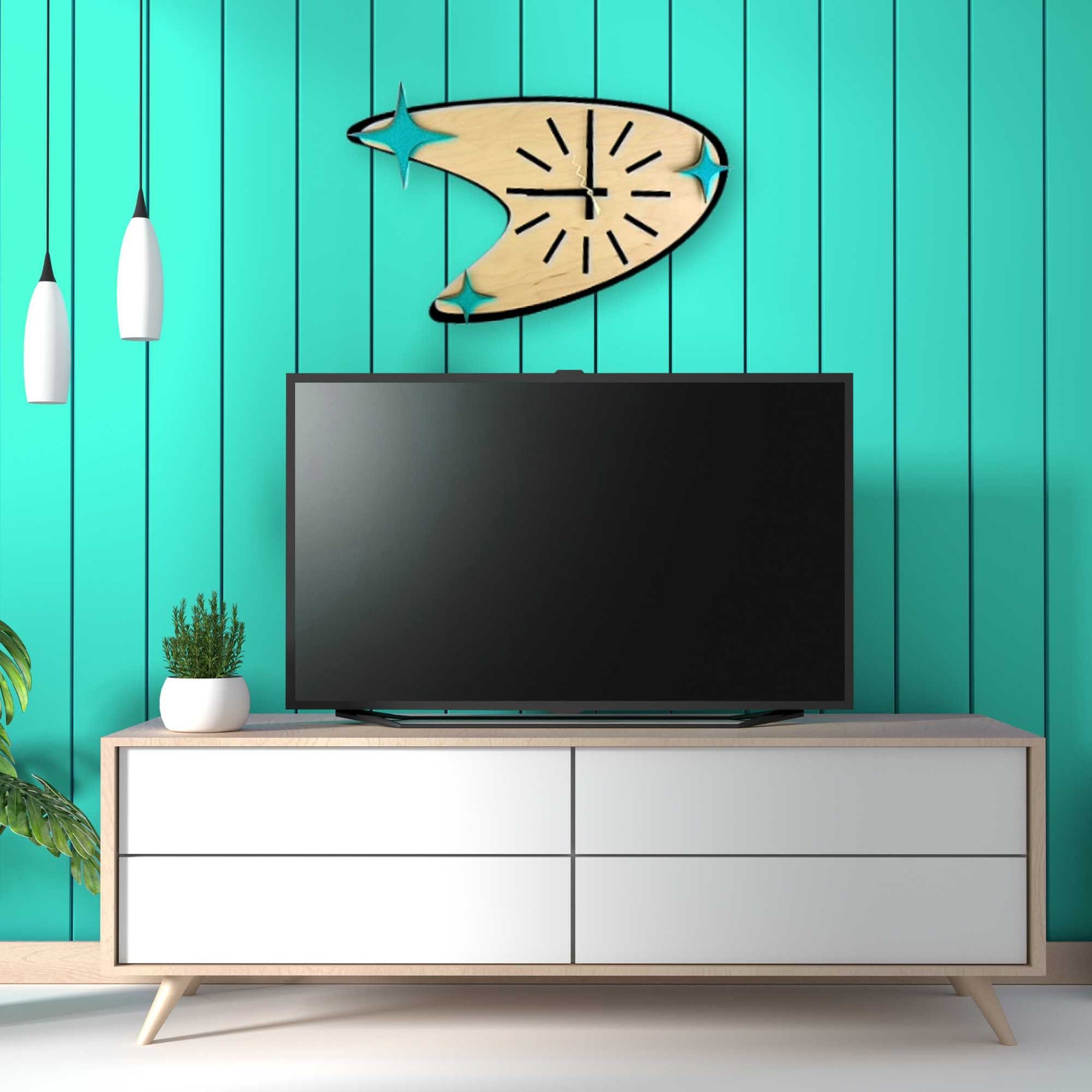 Mid Century Modern Boomerang Clock, Vintage 50s Kitchen Decor - Image 5