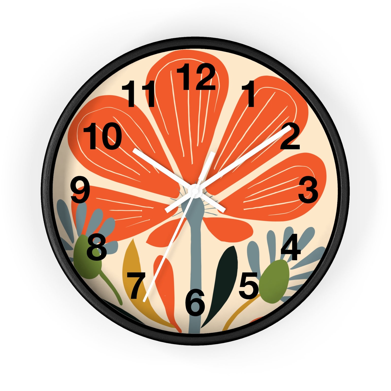 Orange Flower Clock Bold Flower Wall Clock Abstract Art Decor Wall - Image 4