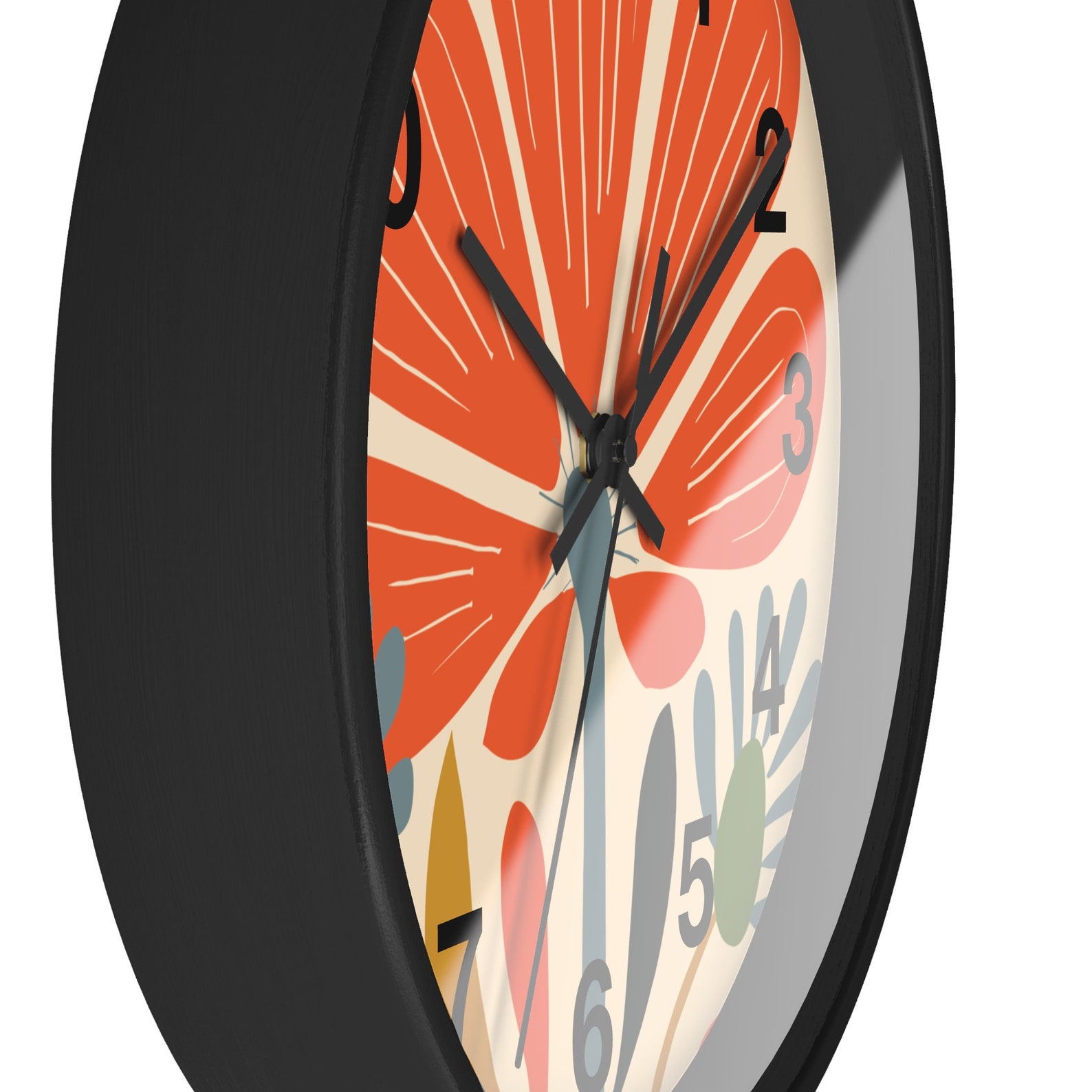 Orange Flower Clock Bold Flower Wall Clock Abstract Art Decor Wall - Image 5