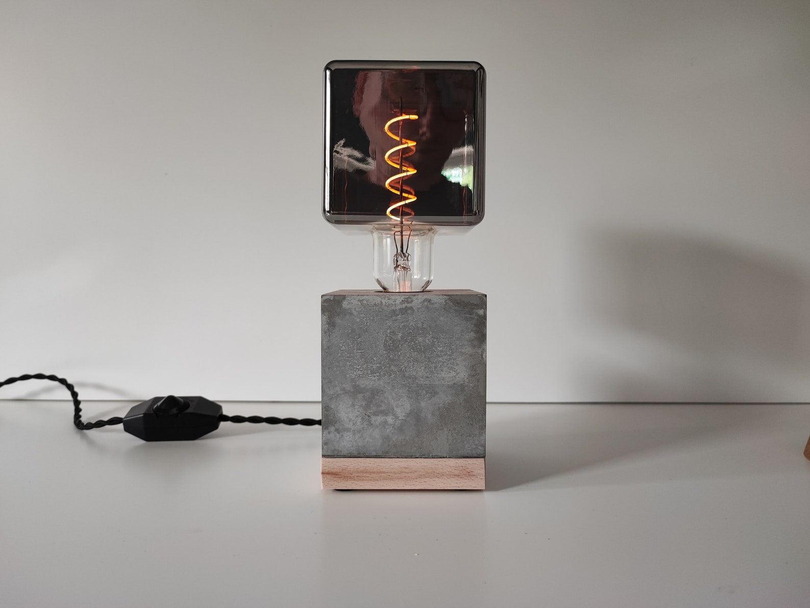 Black Concrete Lamp Desk Lamp, Bedside Lamp Decor - Image 3