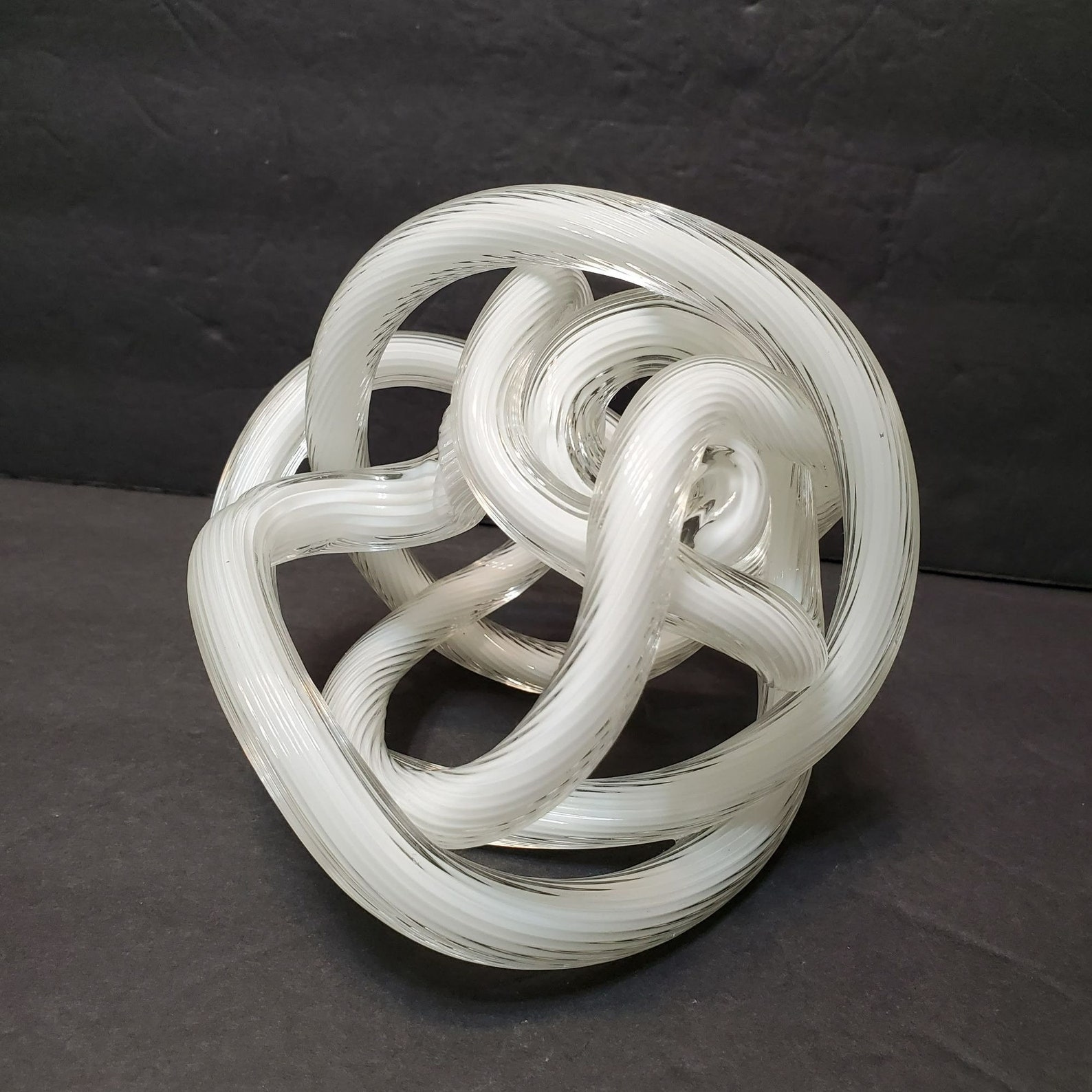 Hand-Blown Glass Love Knot, Art Glass Sculpture, Twisted - Image 2