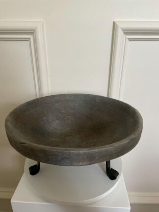 Aged Artisan Earthy Stone Vessel Pedestal Bowl