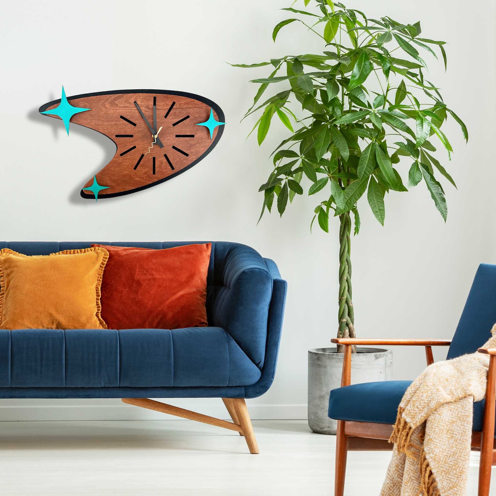 Mid Century Modern Boomerang Clock, Vintage 50s Kitchen Decor - Image 6