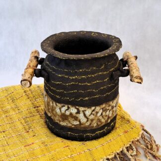 Rustic Chic Ceramic Vase With Natural Branch Handles