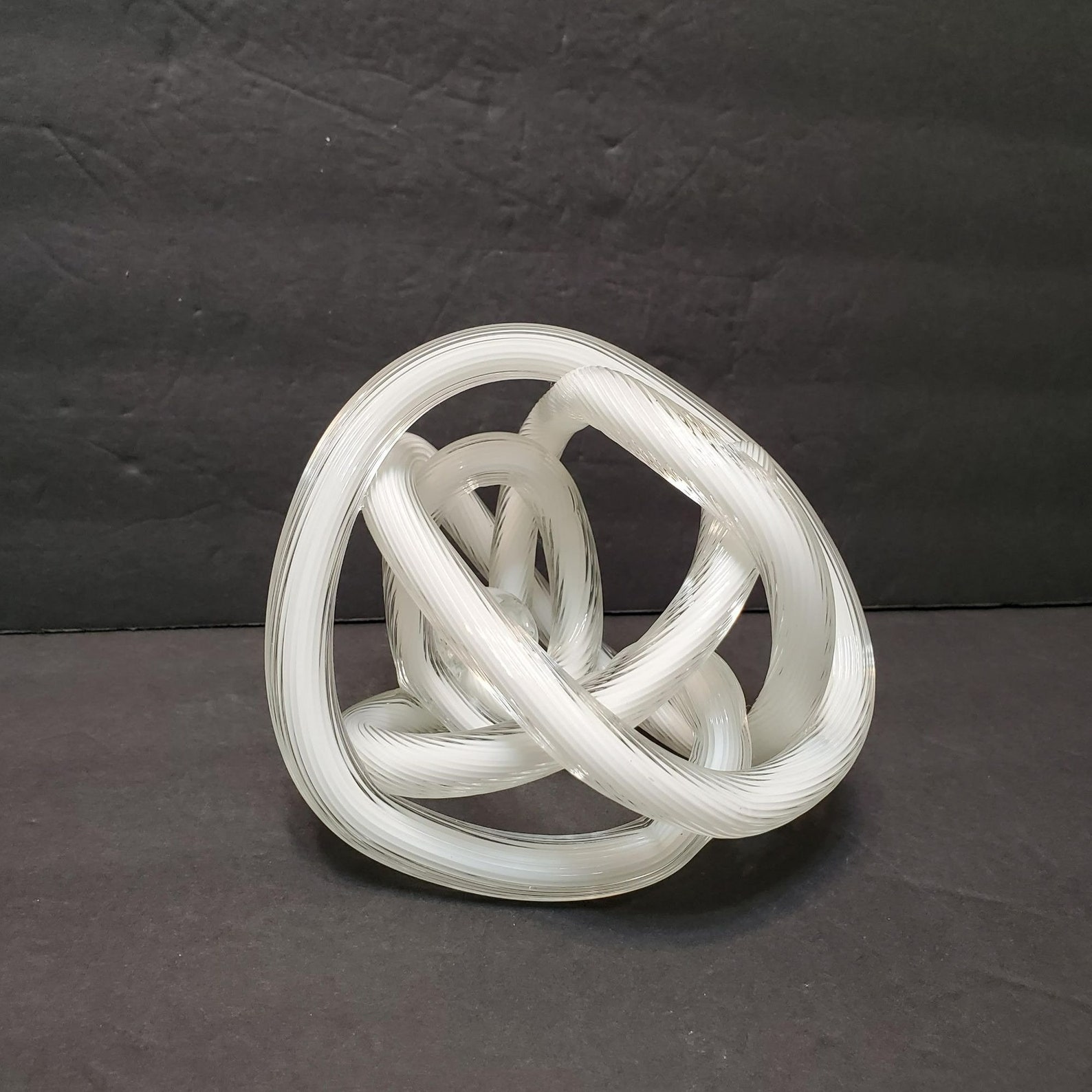 Hand-Blown Glass Love Knot, Art Glass Sculpture, Twisted - Image 3