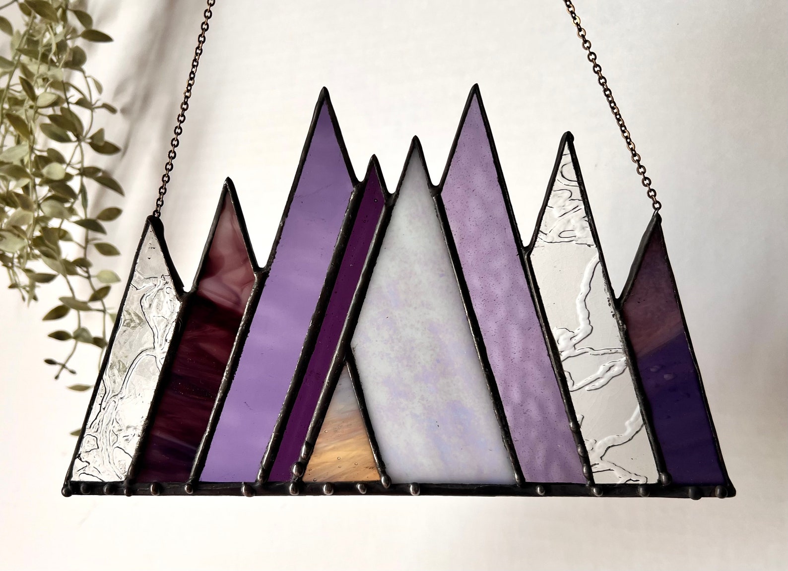 Purple Mountains Stained glass Sun catcher Home Decor - Image 2