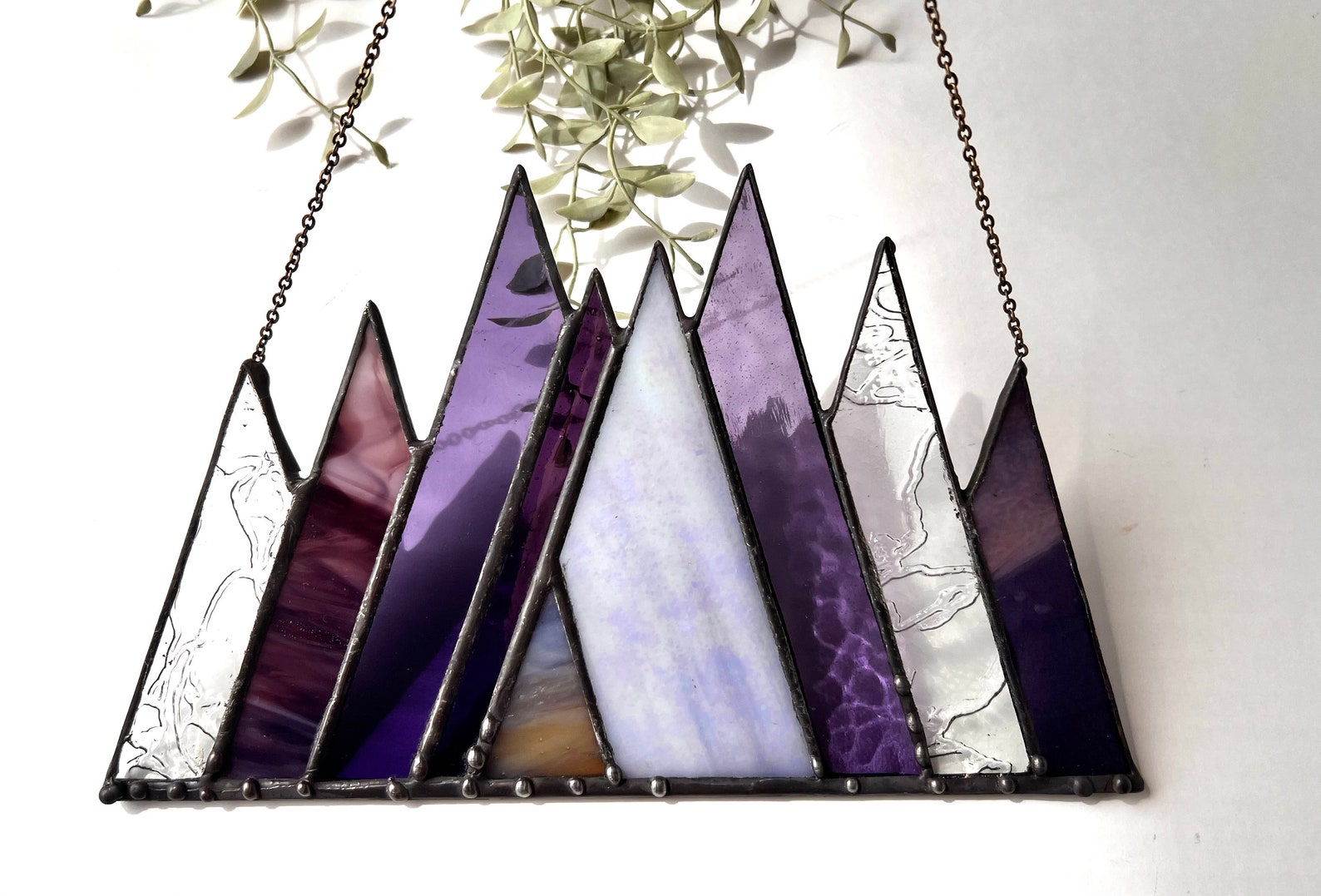 Purple Mountains Stained glass Sun catcher Home Decor - Image 3