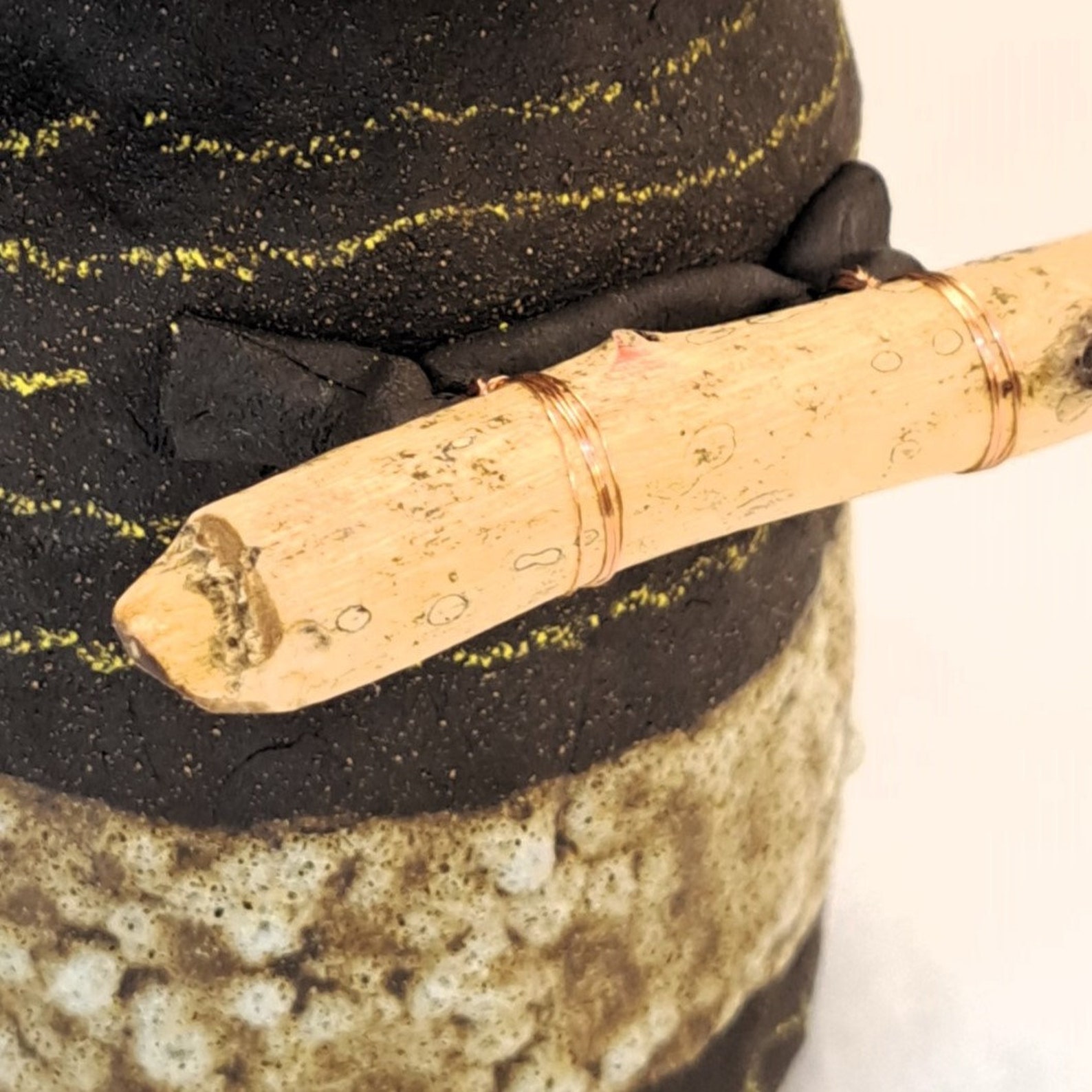 Rustic Chic Ceramic Vase With Natural Branch Handles - Image 4