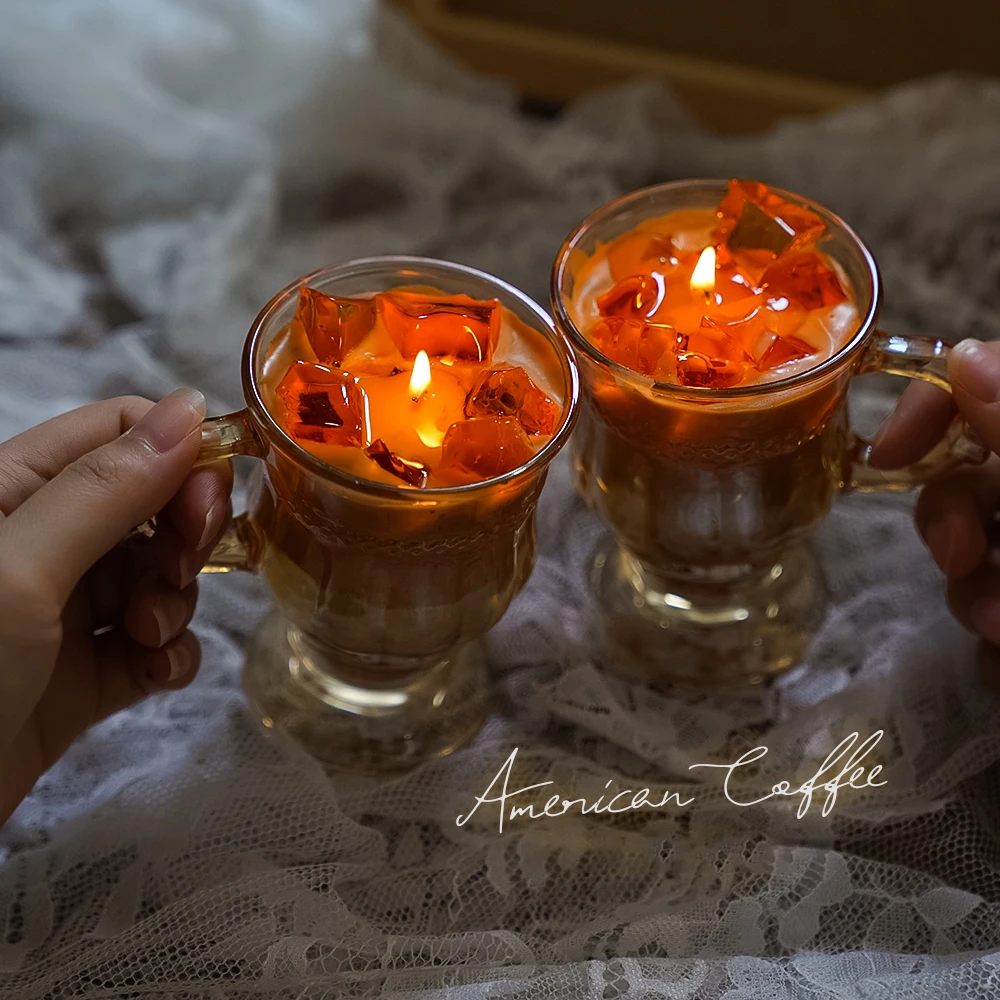 Coffee Scented Candle Filled in Brown Glass Cup - Image 4