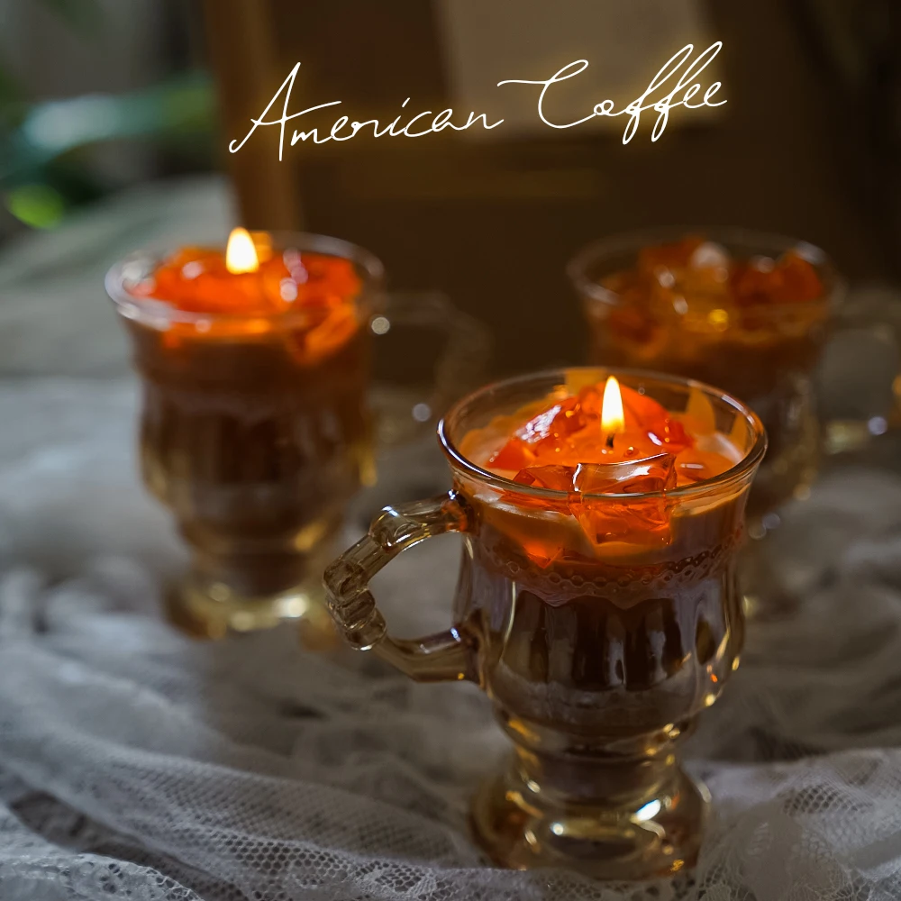 Coffee Scented Candle Filled in Brown Glass Cup - Image 3