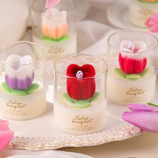 3D Tulip Elegant Scented Candles in Jars for Valentine's Day Gifts Tulip (4PCS/Set)