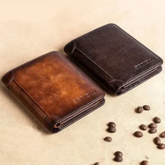 Vintage Genuine Real Leather RFID Protection Wallets for Men