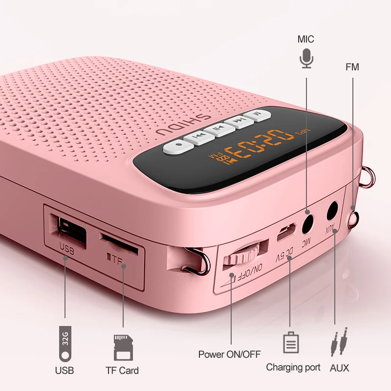 15W Rechargeable Portable Bluetooth Voice Amplifier for Teacher Wired Microphone FM Radio AUX Audio Recording Speaker S278 - Image 3