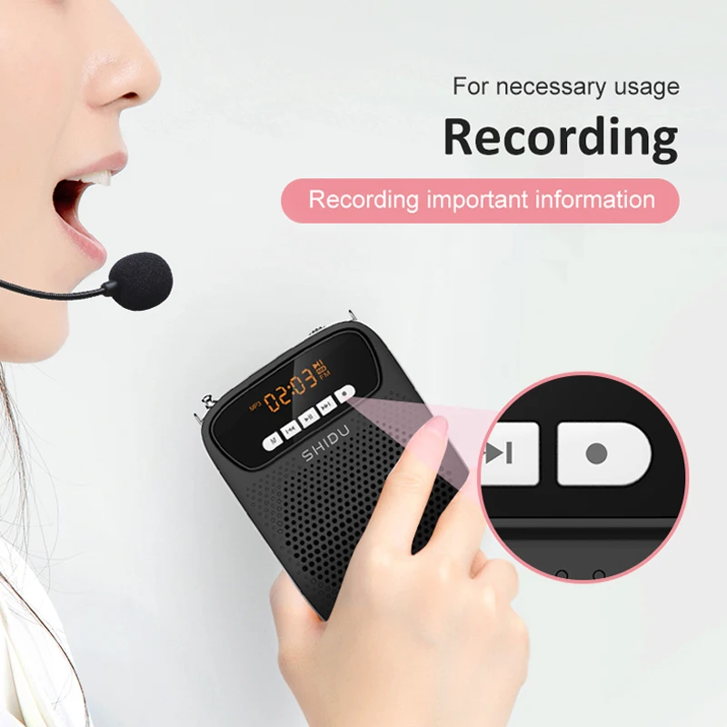 15W Rechargeable Portable Bluetooth Voice Amplifier for Teacher Wired Microphone FM Radio AUX Audio Recording Speaker S278 - Image 2