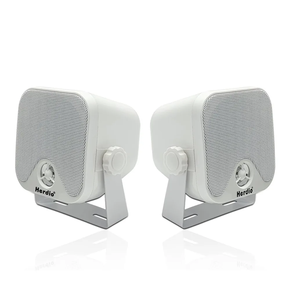 Herdio 4 Inch Heavy Duty Waterproof Boat Marine Box Outdoor Speakers Surface Mounted For Skid Steer ATV UTV RZR Golf Cart 2Pcs