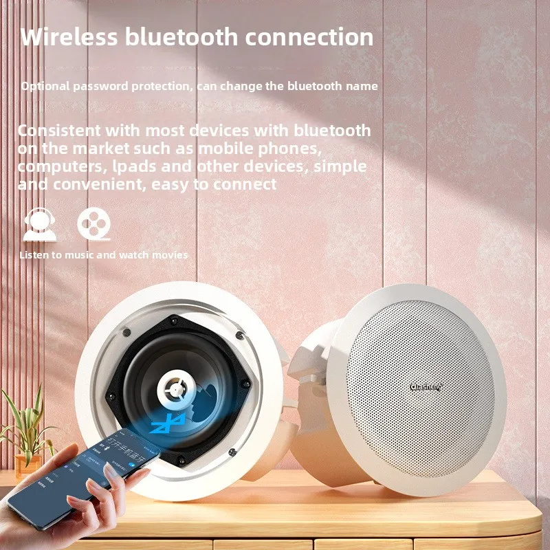HotSale Wireless Ceiling Speaker Bluetooth in-Ceiling Embedded Subwoofer Home Theater Sound System in Wall Easy Install Password