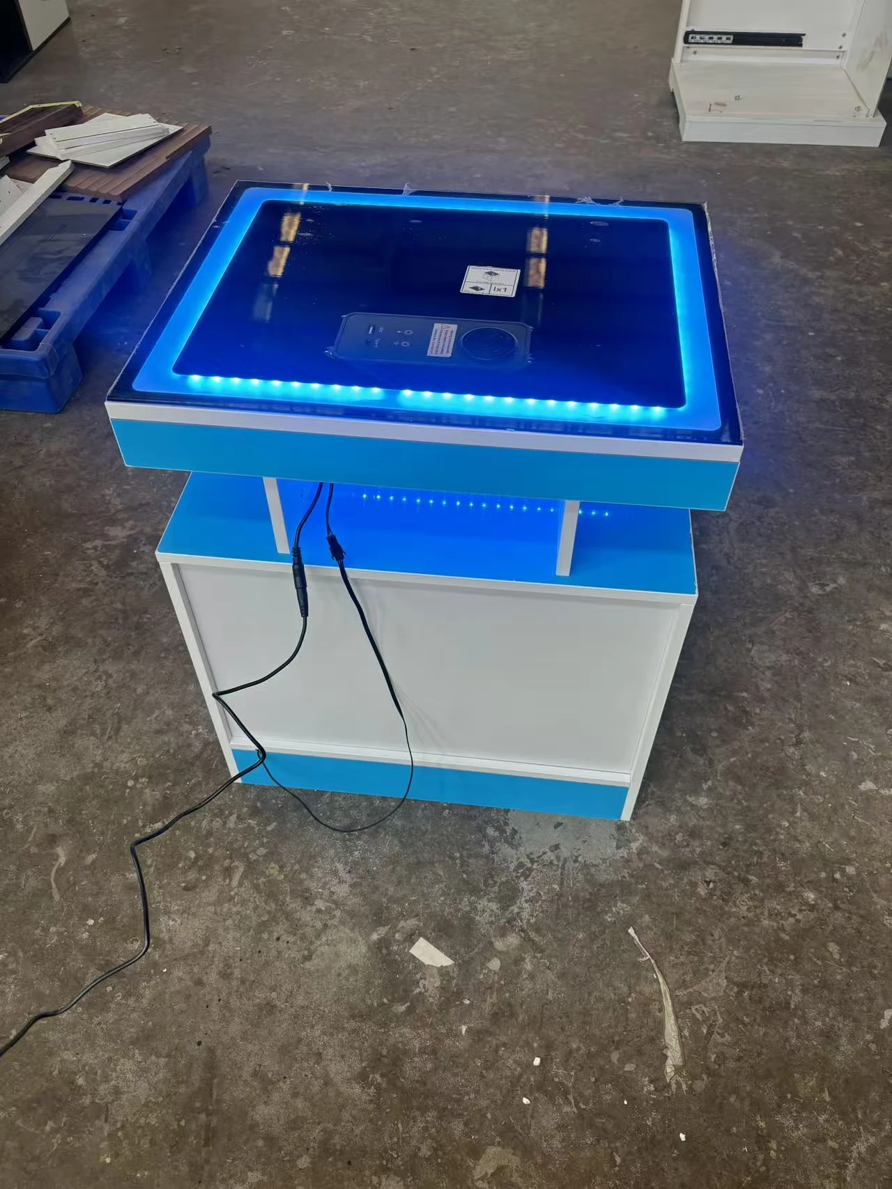 LED Nightstand with Wireless Charging Station,Black Night Stand with 2 Drawers,Glass Top Smart Bedside Table - Image 2