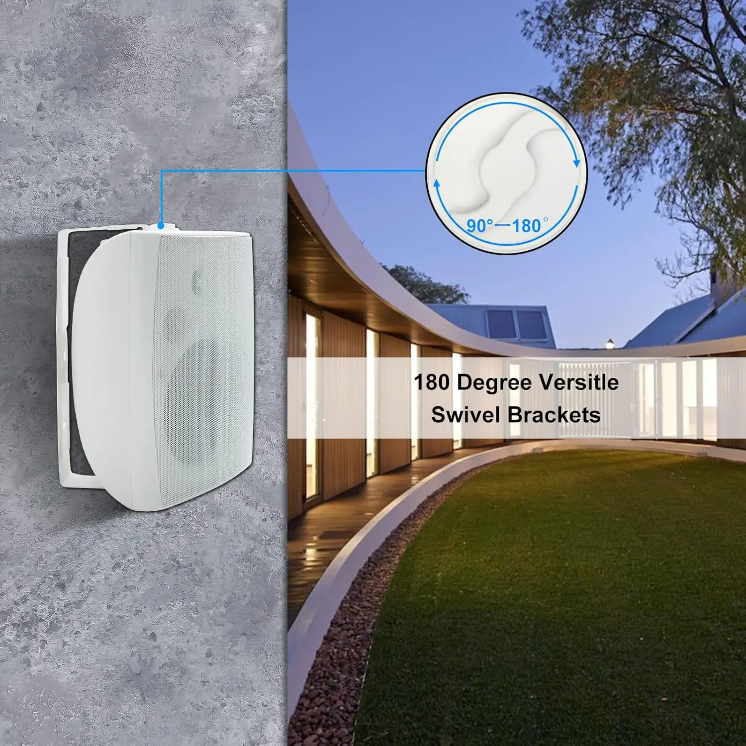 Herdio 2PCS 6.5'' 400W Passive Outdoor Speakers Wired Waterproof Wall Mount Speakers With Loud Volume Suitable For Patio Garden - Image 6